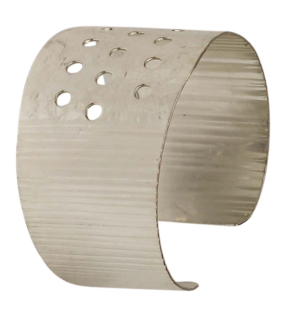 Brass Cuff Bracelet with Circle Cut-Work - 2.5” Silver Tone - Trendy Accessories / Gifts for Her - Buy in Bulk Wholesale
